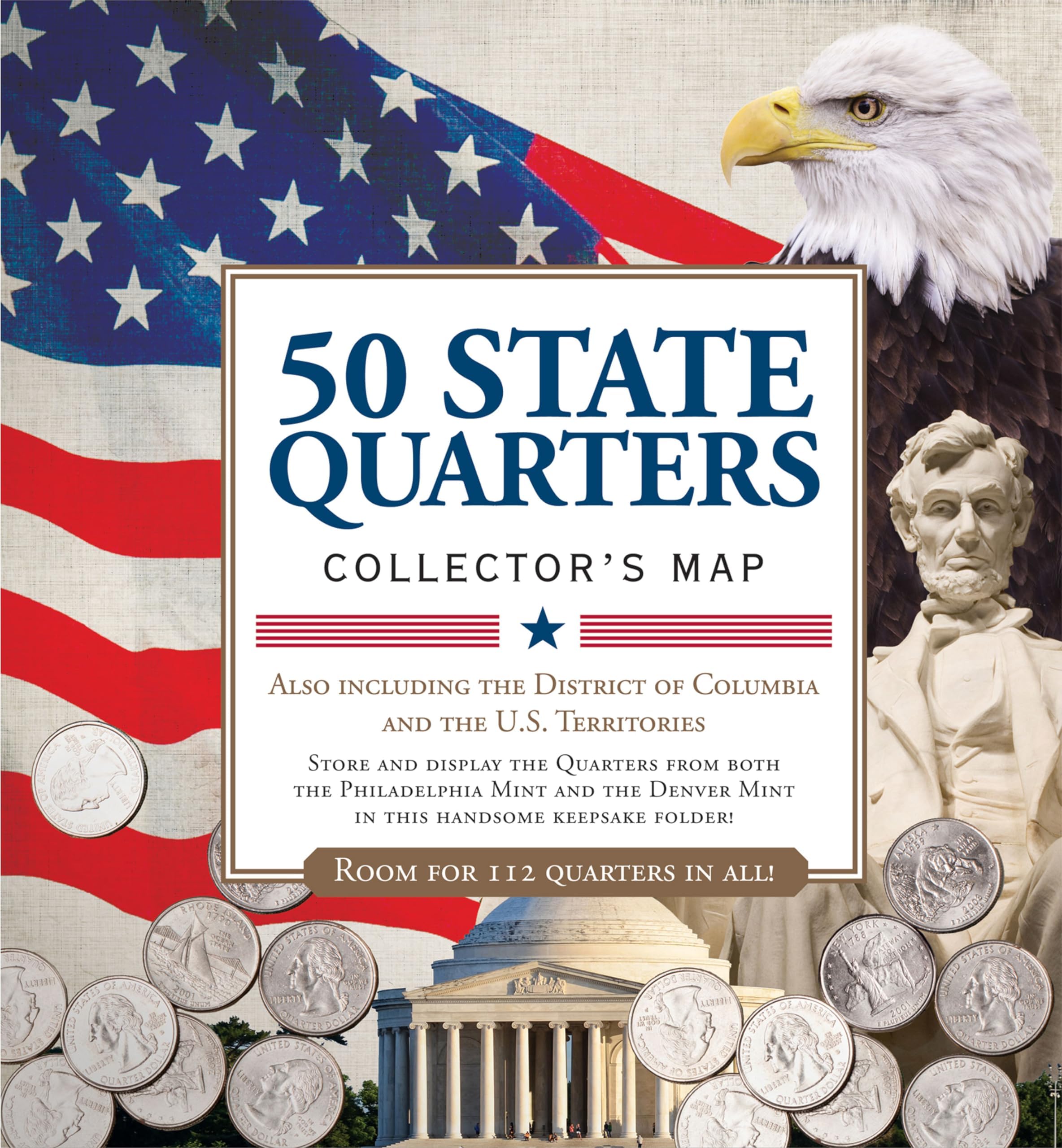 - 50 State Quarters Map (includes space for the Philadelphia and Denver mints!)