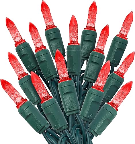 HLO Lighting Luces LED rojas de Navidad M6  Mini luces LED de Navidad para uso en interiores y exteriores, 70 bombillas