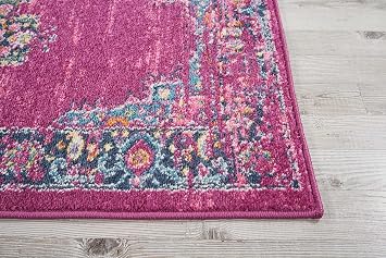Nourison Home Passion Fuchsia 2'2 x 7'6 Area Rug - Easy Clean, Non Shedding, Bed Room, Living Room, Dining Room, Kitchen (8' Runner)