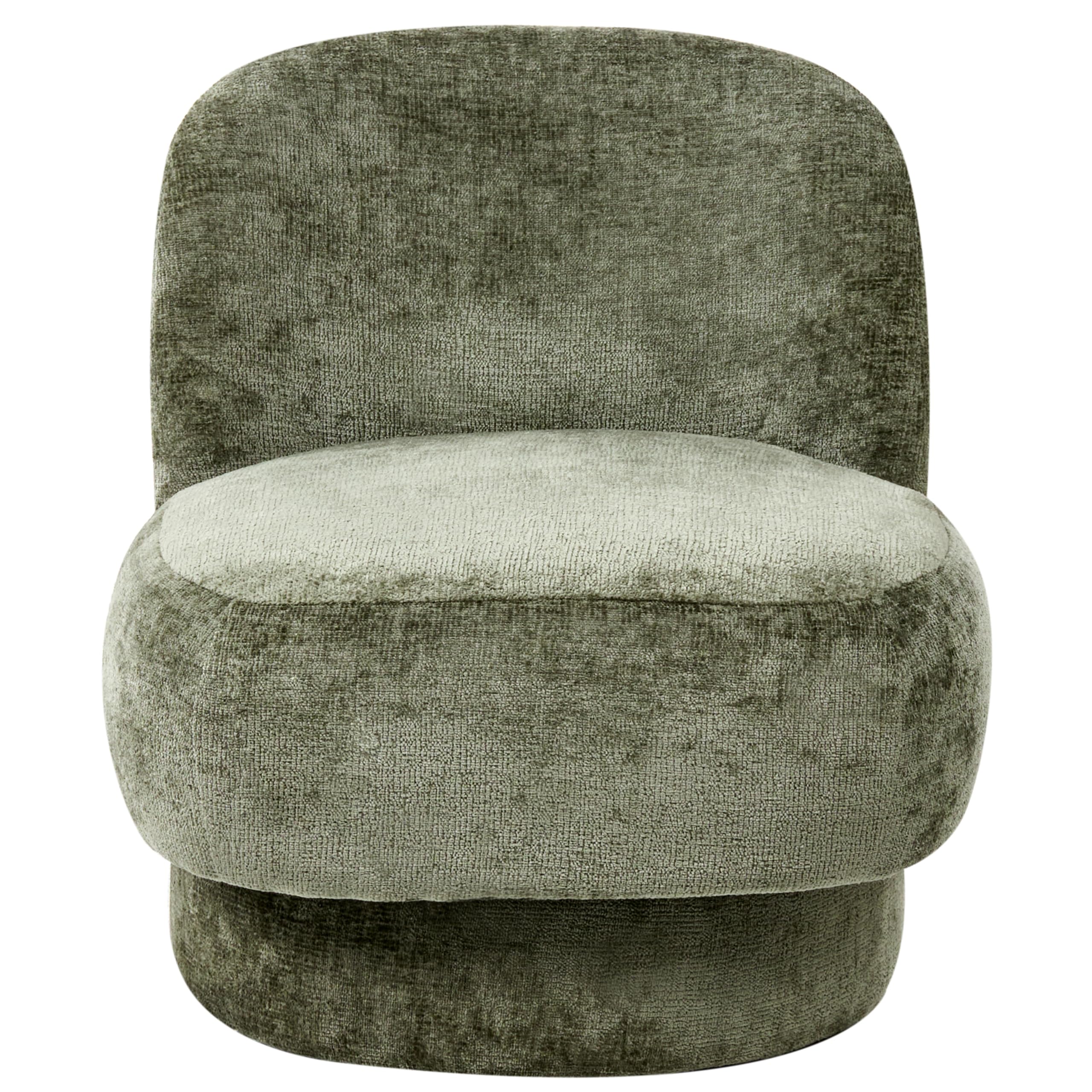 Fauteuil Pivotant en Tissu Chenille Dossier Incurvé Rembourré Vert Aylo