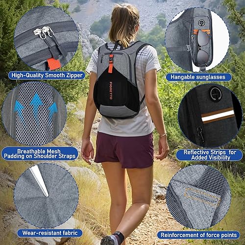 Miniatura 102 de FIORETTO Mochila de senderismo de 15L para mujeres y hombres, mochila mini plegable, ligera, pequeña mochila de día para camping, viaje, al aire