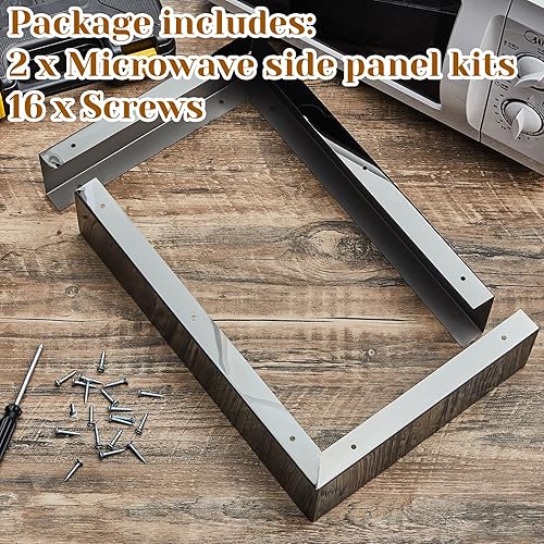 Miniatura 3 de Kit de 2 piezas de acero inoxidable para microondas, 3 pulgadas de ancho, kit de llenado de panel lateral de microondas integrado para estufa,