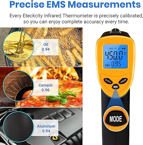 Miniatura 4 de Etekcity 1080 - Termómetro infrarrojo digital láser de pistola para cocina hogar reparaciones labores manuales medida de temperatura de superficies