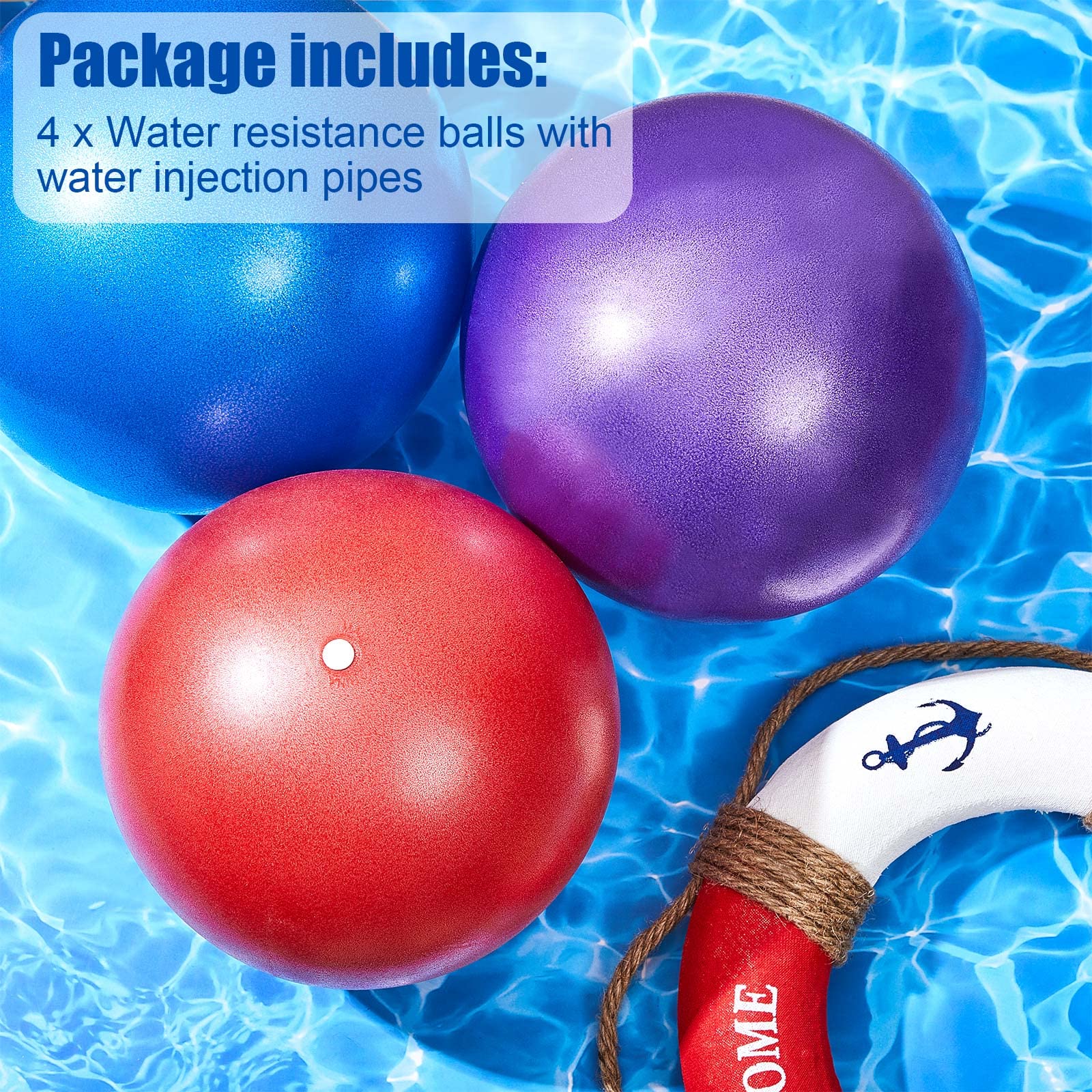 Aquatic Fitness Balls 4-Pack Water Resistance Exercise Balls – 10 Inch ...