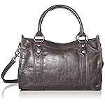 Frye Women's Melissa Zip Satchel Leather Handbag with Adjustable Shoulder Strap & Top Handle