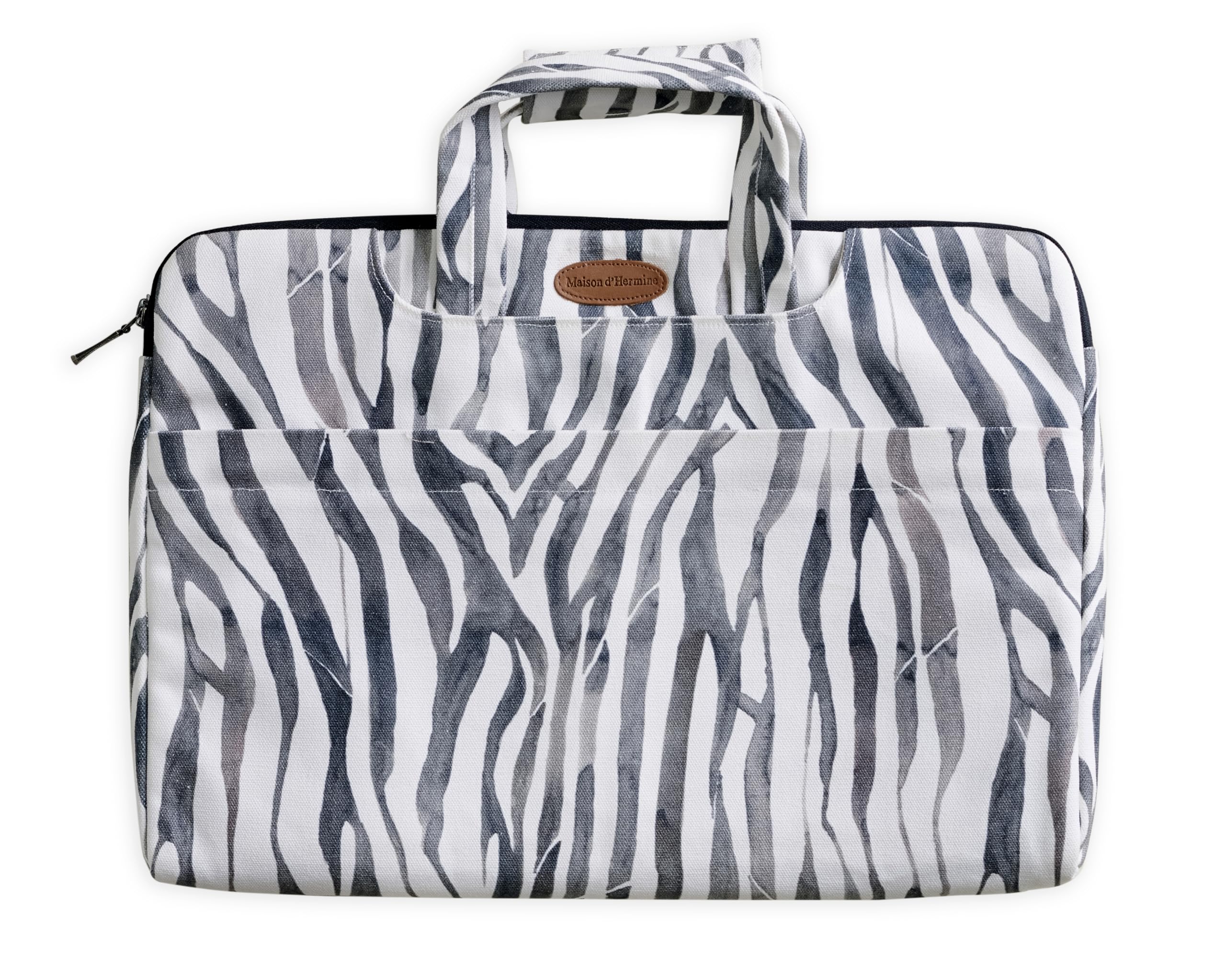 Maison d'Hermine Laptop Bag upto 15.6 inch Stain and water repellent Cotton canvas - Zebra
