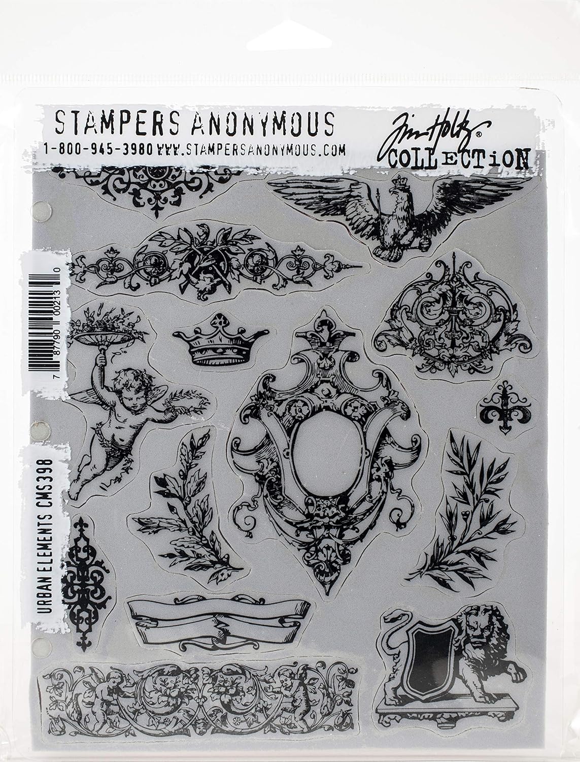 Tim Holtz - Stampers Anon Cling RBBR Stamp Set ELEM, Urban Elements