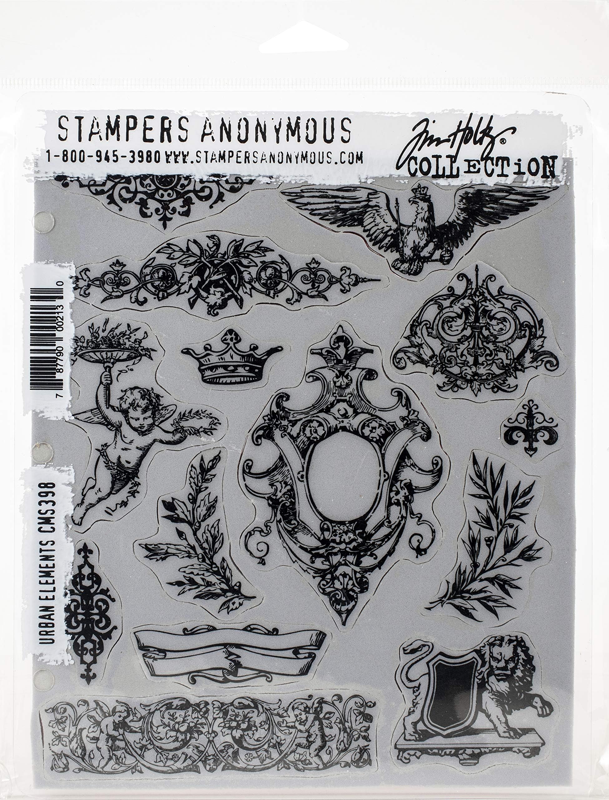 Tim Holtz - Stampers Anon CMS398 Cling RBBR Stamp Set ELEM, Urban Elements