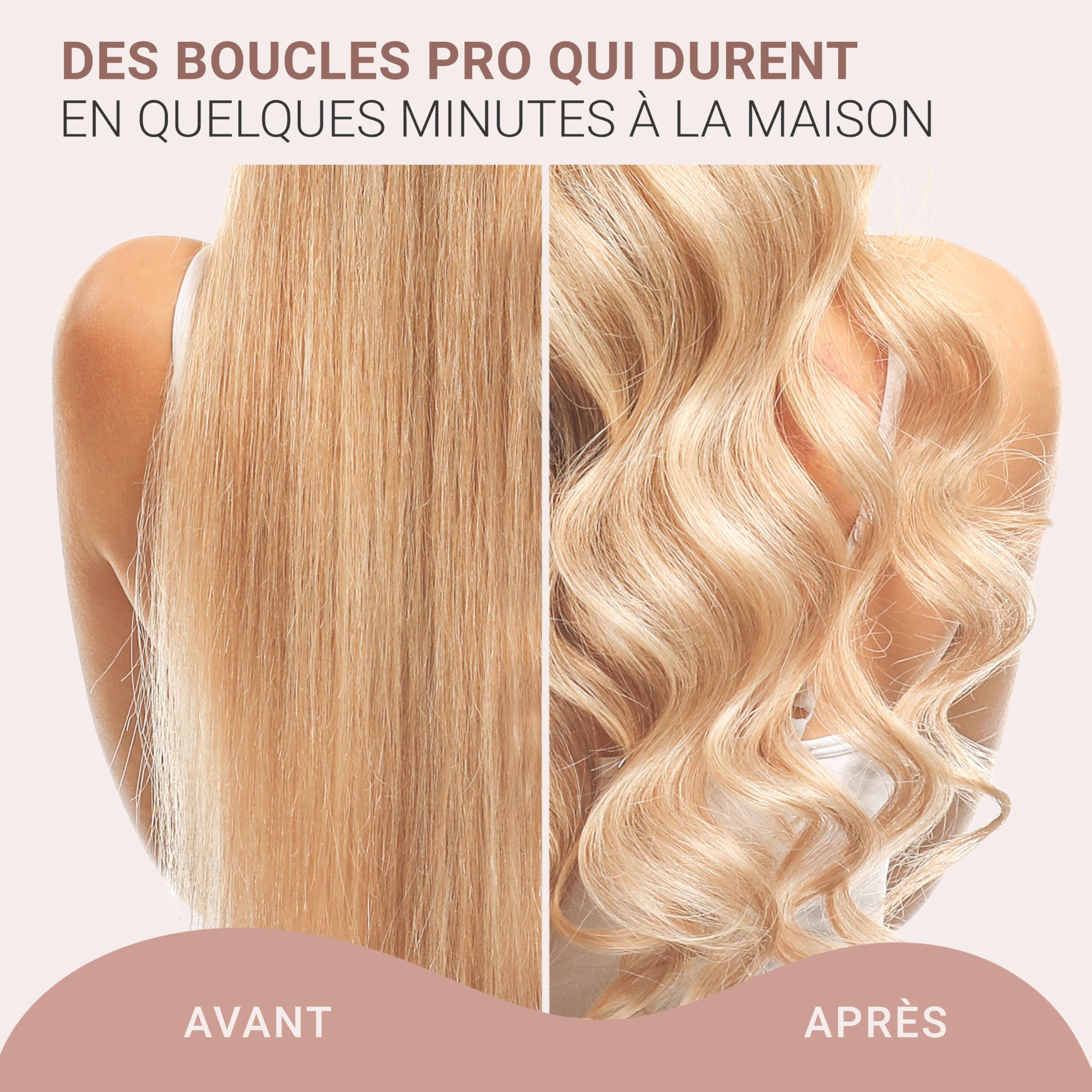 Golden Curl Boucleur a Cheveux Professionnel - 5 Ans de Tranquillité - Fer à Boucler et Friser - Appareil et Outil de Coiffure Hair Curler Onduleur de Cheveux (18 mm – 25 mm, Or Rose)