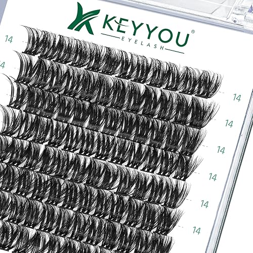 KEYYOU - 96 pestañas en racimo de rizo D de 0.551 pulgadas, extensiones de pestañas individuales individuales suaves y cómodas, fáciles de colocar