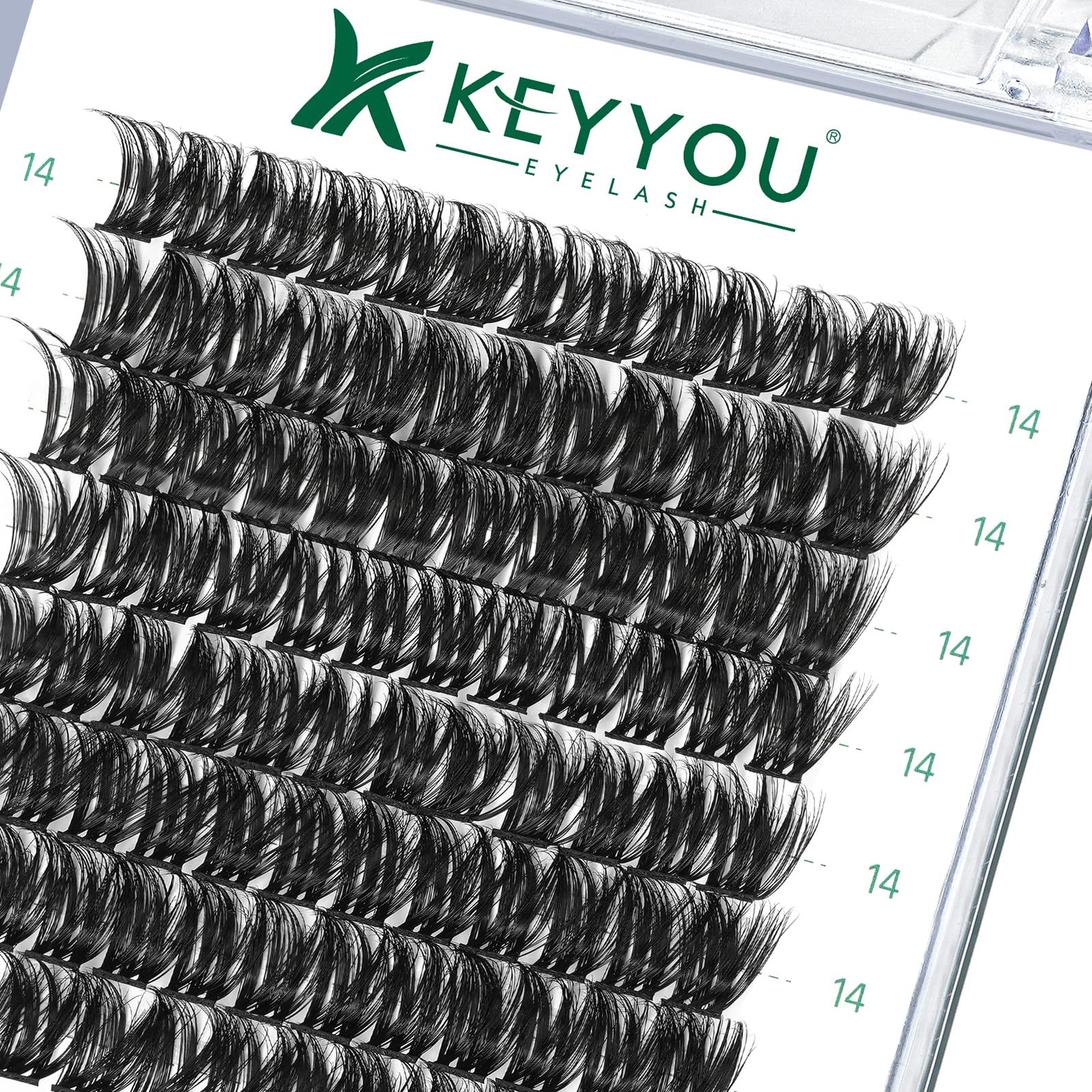 Lash Clusters,96 Pcs Cluster Lashes D Curl 14mm DIY Lash Extensions Eyelash Clusters,KEYYOU Volume Wispy Individual Lashes Soft&Comfortable Easy DIY at Home(Y07,D-14mm)