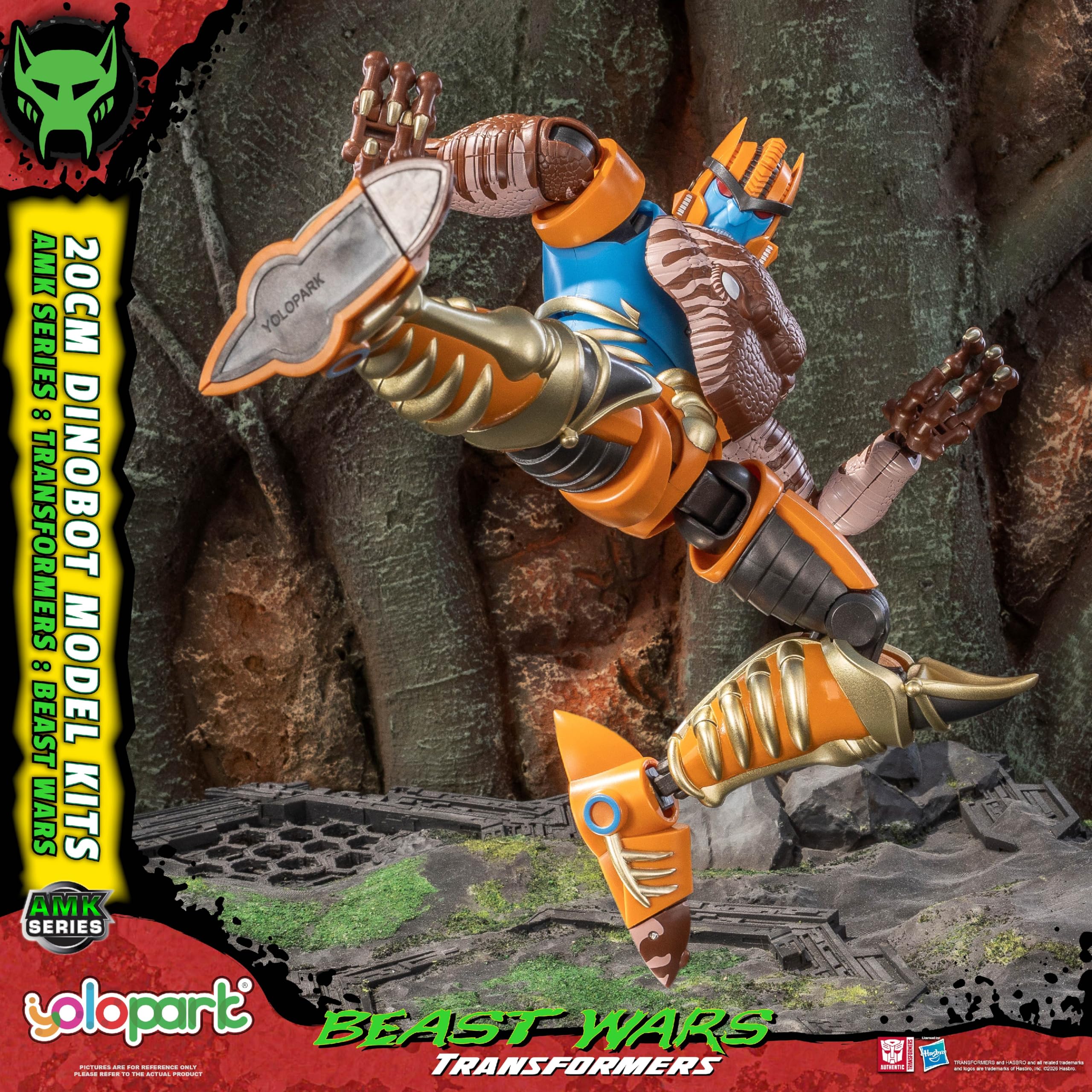 YOLOPARK Transformers Beast Wars Dinobot Serie AMK Action Figure 20 cm altamente articolata con effetto occhi laser e spada rotante (senza funzione di trasformazione) (Dinobot)