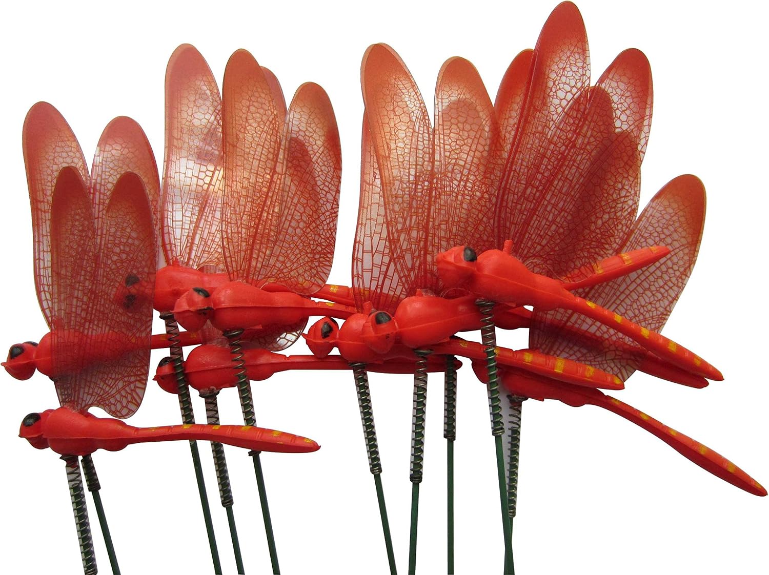 LeBeila Dragonfly Outdoor Decor for Yard Planter Decorations Gardening Stakes 3D Dragonfly Art Craft Garden Ornament and Patio Yard Party Pot Flower Decals Statues 7 CM (10, Red)