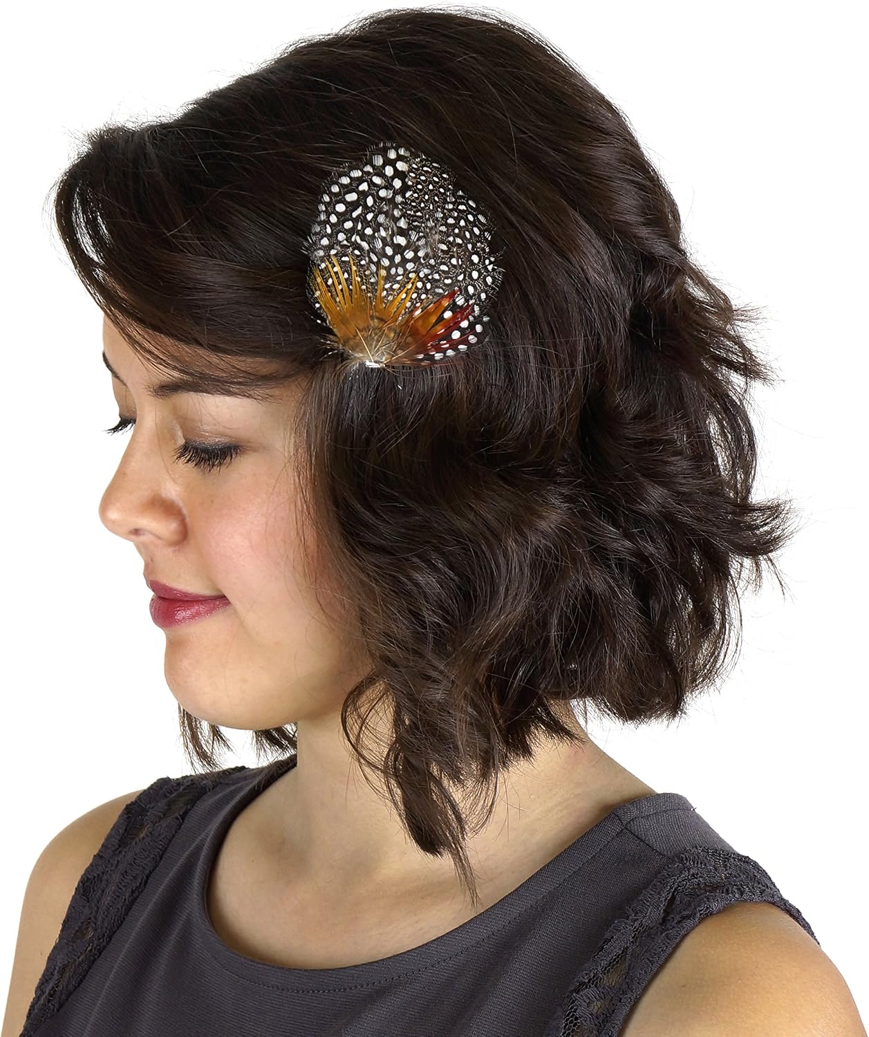 Zucker Feather (TM) - Feather Corsage-Guinea-Peacock - Natural