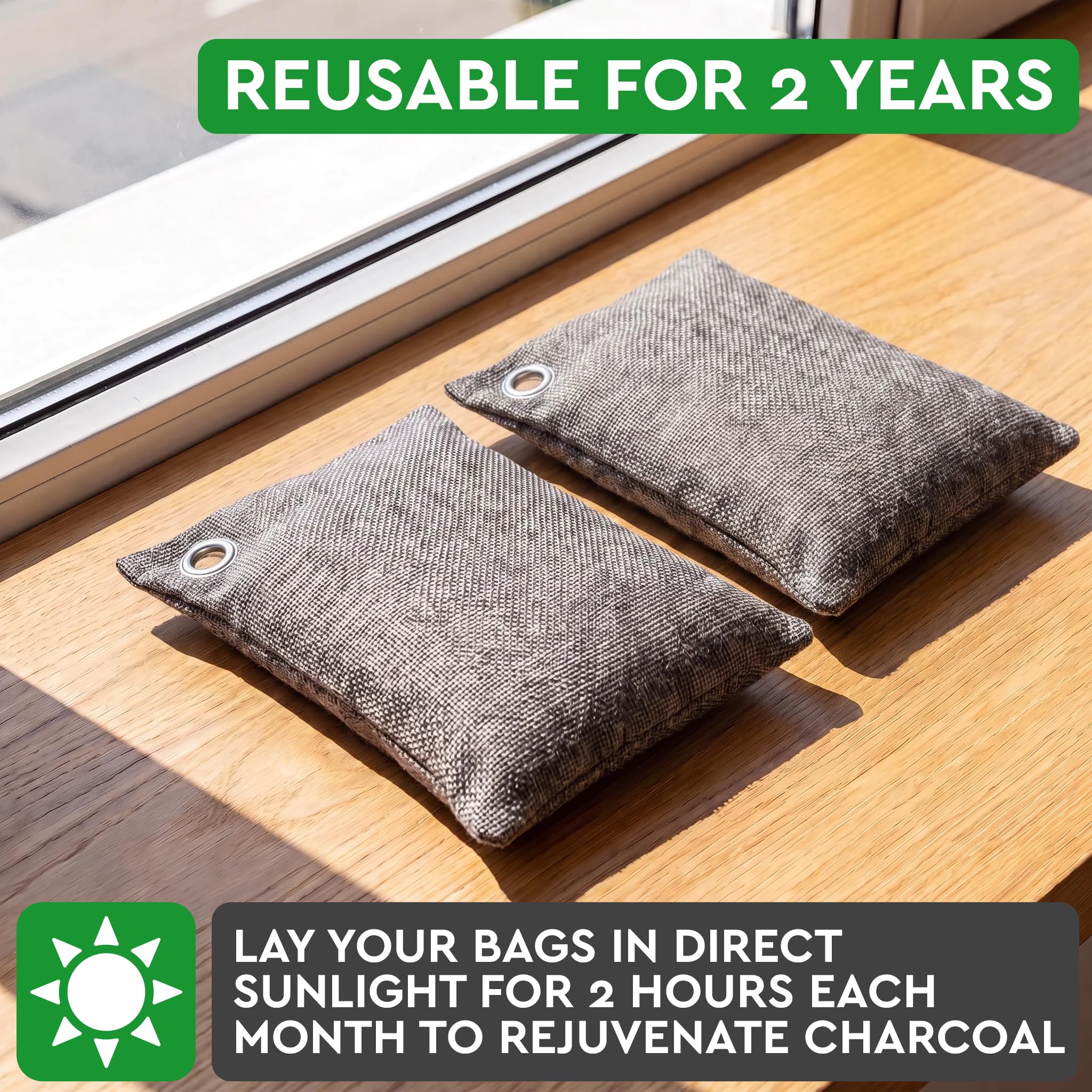 10 Activated Charcoal Bags Odor Absorber H383260
