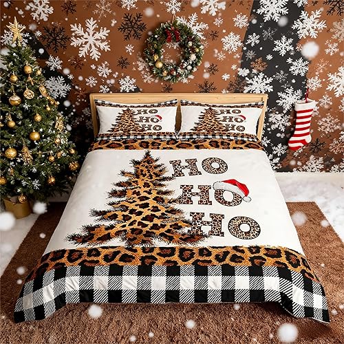 Vista 112 de Juego de funda de edredón rosa de Navidad para niñas, tamaño matrimonial, lindo juego de ropa de cama de dibujos animados de pingüino de Papá Noel