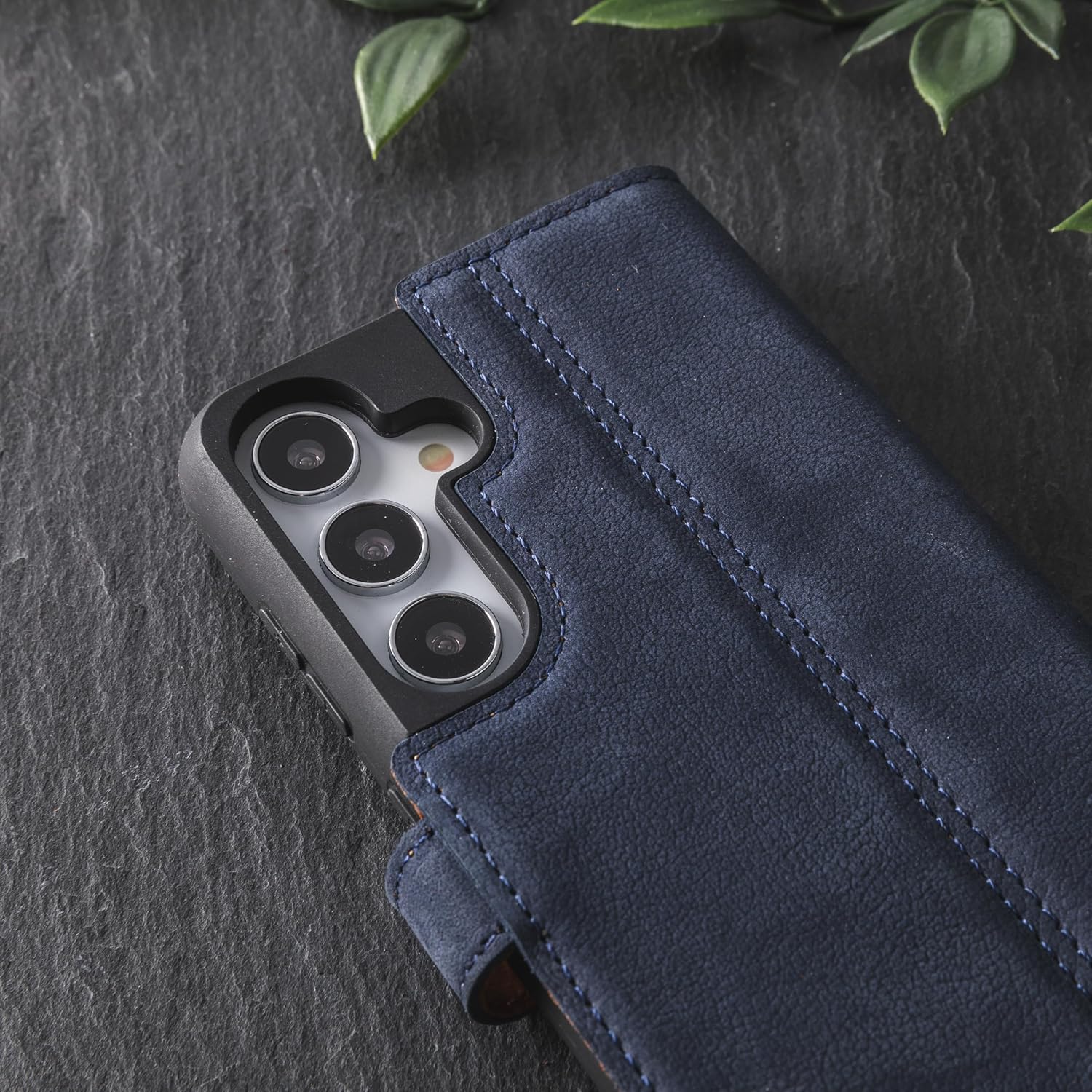 Snakehive Leather Wallet for Samsung Galaxy S24 Plus 5G - Real Leather Wallet Phone Case - Genuine Leather with Viewing Stand and 3 Card Holder - Flip Folio Cover with Card Slot (Navy)