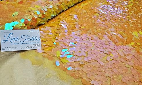 Miniatura 6 de The Mermaid Sequin - Tela ovalada iridiscente de lentejuelas en malla de polietileno, por yarda, tela de lentejuelas, mantel, lino, mantel de