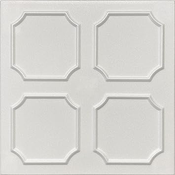 Home Decor Decorative Foam Glue Up Ceiling Tile 20 x 20 - R1W Plain White