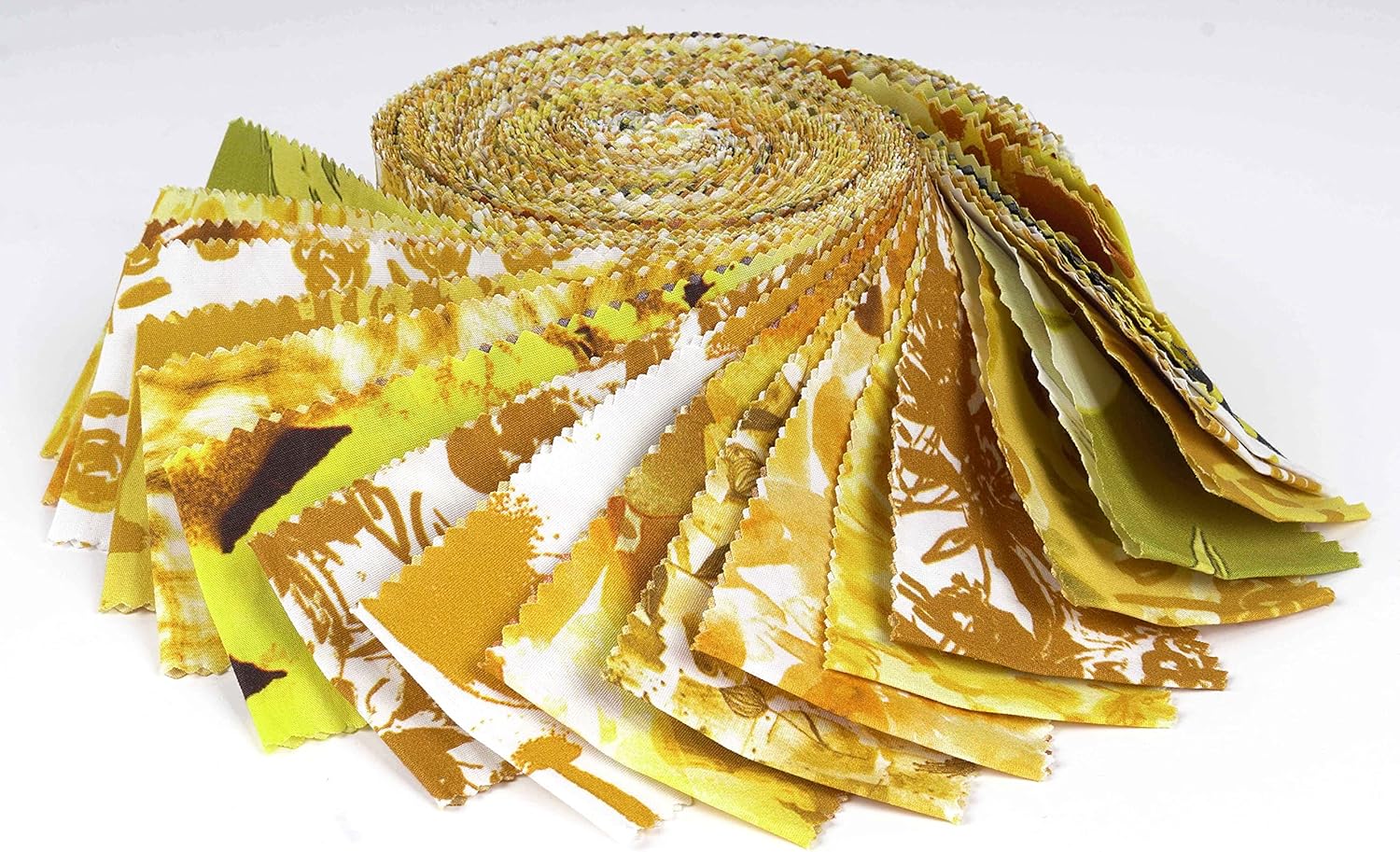 Soimoi Jelly Roll 40 Strip Assorted Bundle, Yellow Fabric Strips for Quilting, Crafting, 100% Cotton Fabric Jelly Roll Bundle For Scrapbooking, Precut Quilt Projects, DIY Crafts- Floral Artistic Print