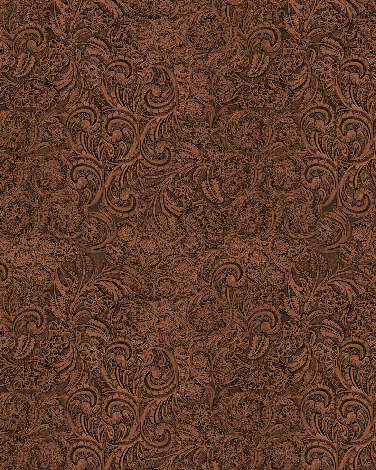 Michael Miller Tooled Leather, Mahogany 15 Yard Bolt