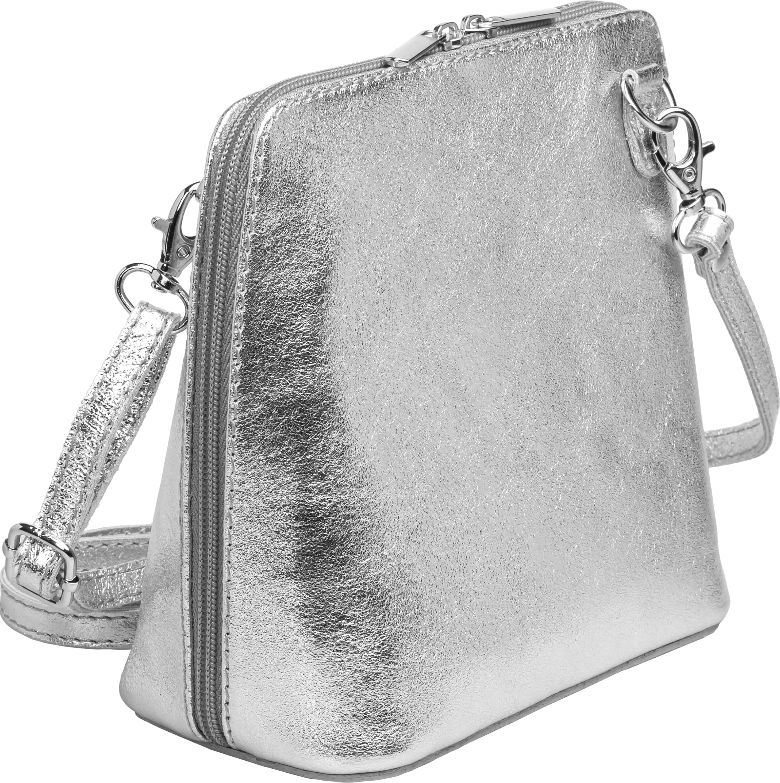 Caspar Kleine Elegante Leder Clutch Damen Umhängetasche in metallic Optik - CLASSIC LINE - Modell No.778 - Made in Italy