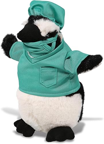 DolliBu Juguete de peluche de médico de pingüino africano, disfraz de pingüino súper suave con bonito uniforme médico y traje de gorra, regalo con