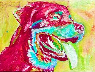 Rottweiler Wal Art Print, Colourful Rottie Dog Gift idea, Abstract Dog Painting, Nursery Wall Art Hand-Signed By Dog Portrait Artist Oscar Jetson