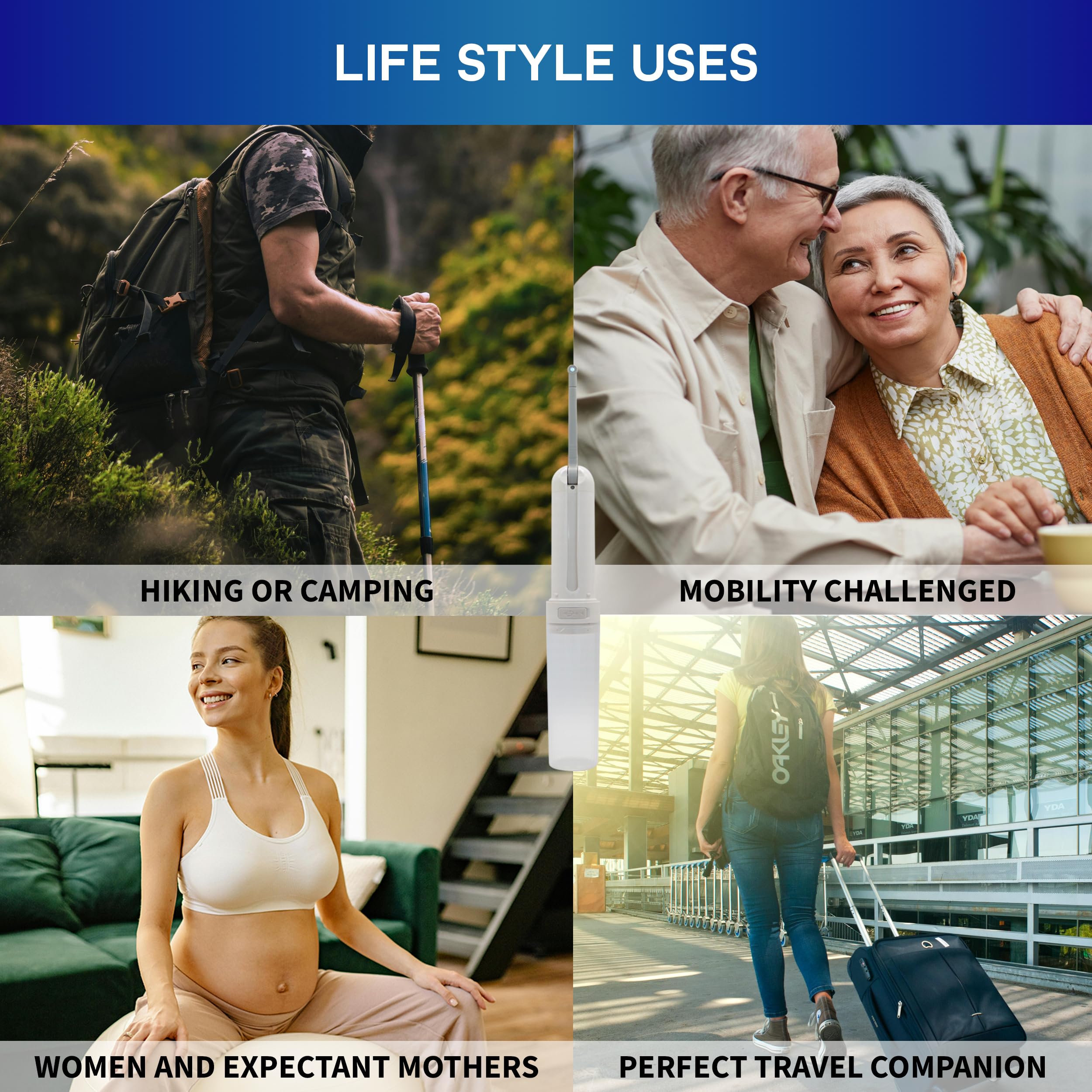 Bidé portátil para viajes, 3 ajustes de presión, recargable por USB, boquilla ajustable, diseño ligero y compacto para el cuidado de la higiene personal, ideal para hombres, mujeres y bebés
