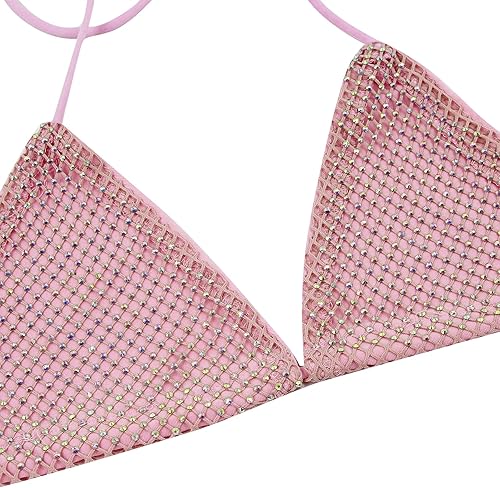 Miniatura 4 de Traje de baño de 2 piezas con diamantes brillantes para mujer, bikini sexy con realce para fiesta, rave, club