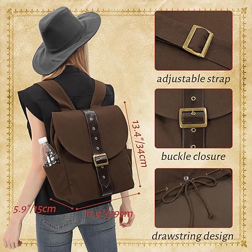 Miniatura 4 de KUOIN Renaissance - Bolsa de lona vintage para mujer, mochila medieval de viaje, Marrón, Tamaño único, Medieval