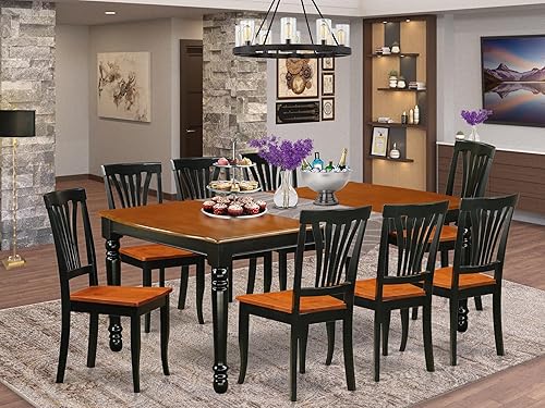 Miniatura 2 de East West Furniture DOAV9-BCH-W - Juego de mesa de comedor de 9 piezas, incluye una mesa de comedor rectangular con hoja de mariposa y 8 sillas de