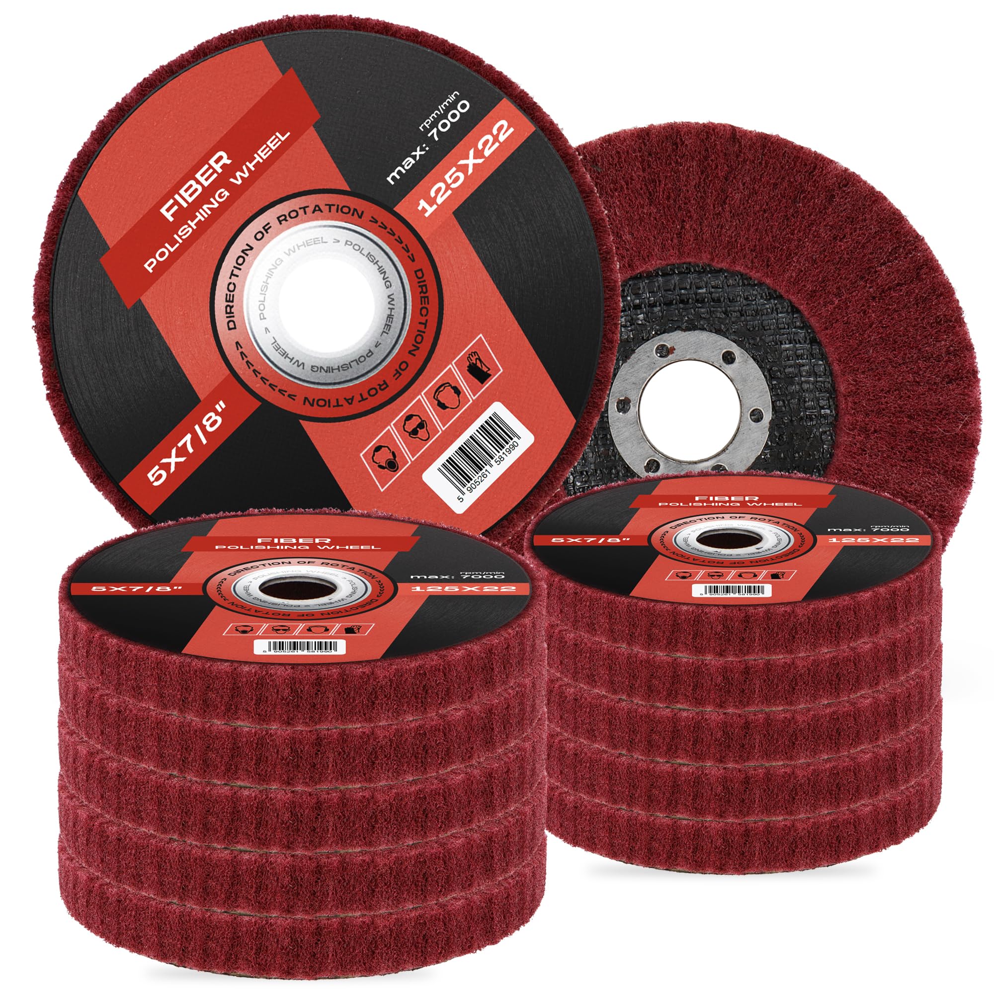 10x Dischi Pulizia 125 x 22,2 mm Ruote Lucidatura Smerigliatura Polietilene Poliammide Fibra Molatura Vernice Rimozione e Ruggine Smerigliatrice Angolare