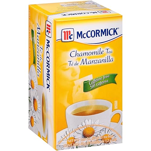 McCormick 25 bolsas de té de manzanilla sin cafeína, 1.06 onzas (paquete de 6)