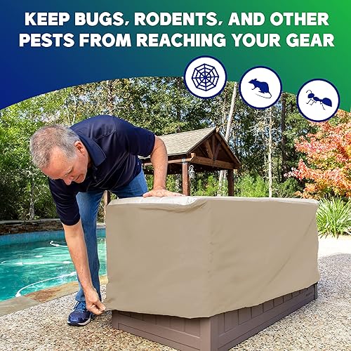 Miniatura 5 de YardStash Cubierta para caja de cubierta – Resistente e impermeable para almacenamiento de cojines al aire libre y cajas grandes – Protege de la