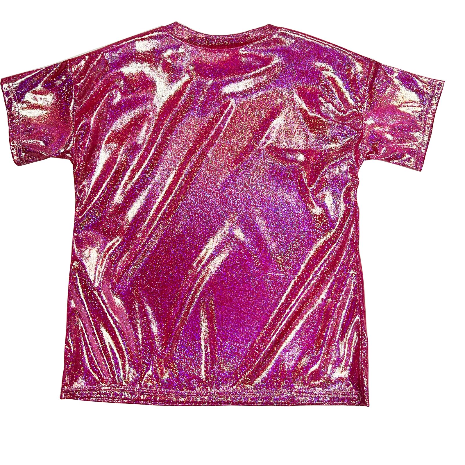 ZUYPSK T-shirt métallique pour enfants garçons et filles - Haut ample - Manches courtes - Paillettes - Fête de performance - T-shirt de danse jazz