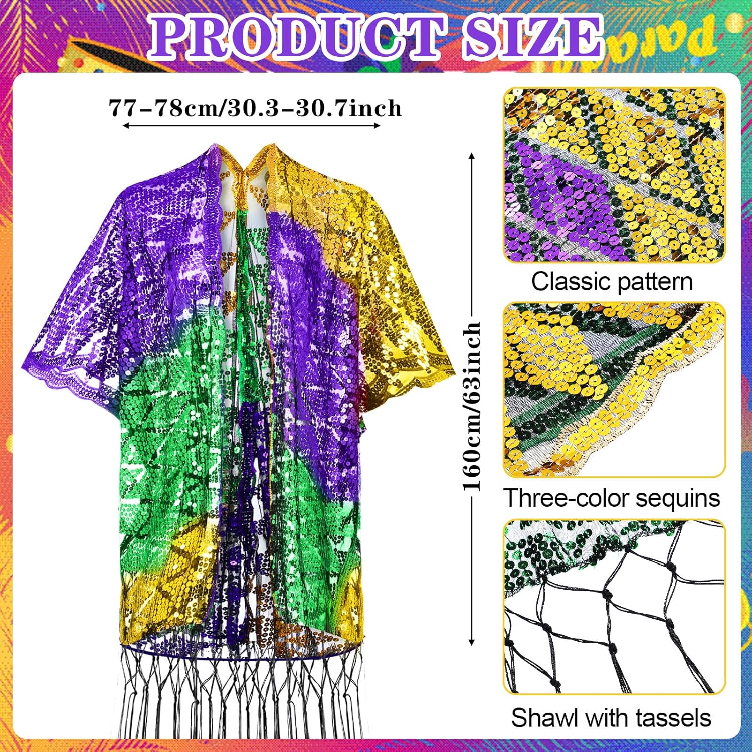 Frienda Mardi Gras Outfit for Women with Masks Mardi Gras Costume Accessories Set Masquerade Party Decorations for Carnival Costume Parade Party - Image 2