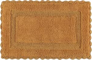 21"x34" Cotton Crochet Bath Mat With Non-Slip Back - Super Soft, Plush, Reversible, Mustard Color - View #3