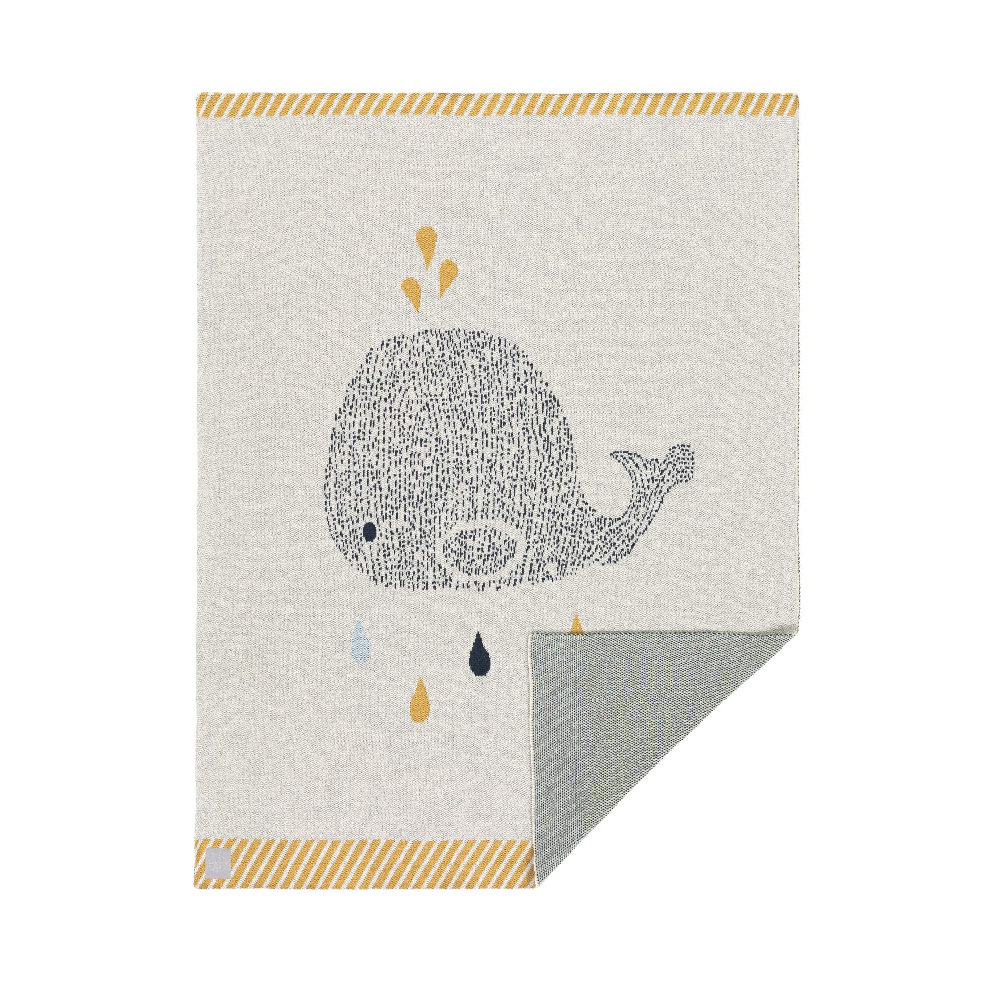 Lässig Knitted Blanket Gots Little Water Blankets, Whale