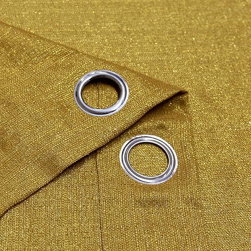 Miniatura 8 de Cortinas doradas de 63 pulgadas de largo para decoración de habitación de adolescentes y niños, 2 paneles con ojales, cortinas de ventana de