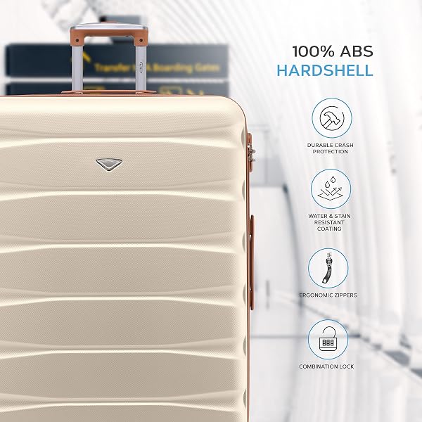 Flight Knight Lightweight 4 Wheel ABS Hard Case Extra Large Suitcase Approved for Over 100 Airlines Including easyJet, British Airways, Ryanair, Jet2, Emirates & Many More - Check-in Large Size 29" - 4