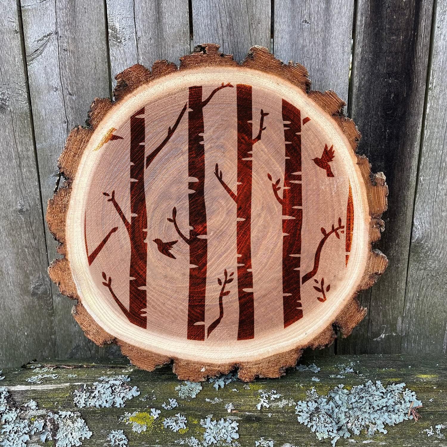 GSS Designs Birch Trees Stencils - 12x12Inch Reusable Art Stencils for Painting on Wood, Wall, Furniture & Plastic - DIY Crafts