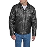 mens Faux Leather Trucker Jacket With Quilted Lining