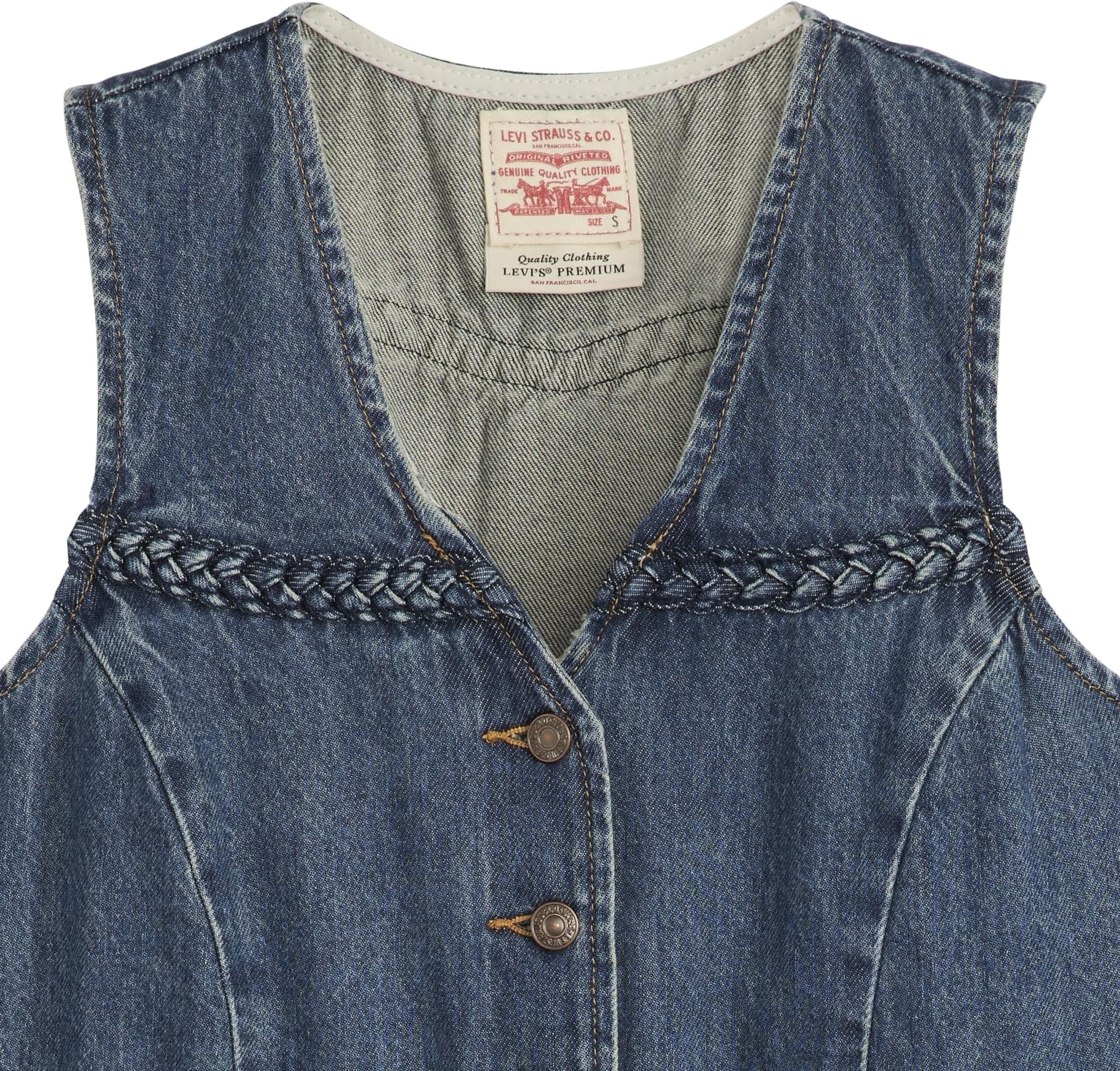 Levi's Donna Gilet in Jeans Braided in Cotone, Standard Fit