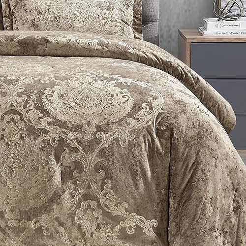 Miniatura 9 de Sunshine Nicole Juego de edredón con estampado metálico, cara de terciopelo envejecido con estampado metálico y reverso de microfibra sólida