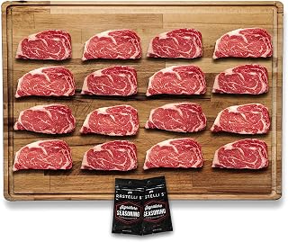 Rastelli's Black Angus Ribeye Steaks (16 x 9oz, 9lbs Total) - Wet-Aged 45 Days, Vacuum Sealed Restaurant Quality