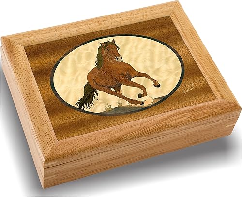 Caja de joyería y regalo de madera de caballo hecha a mano en Estados Unidos, calidad inigualable, única, no hay dos iguales, obra original de arte
