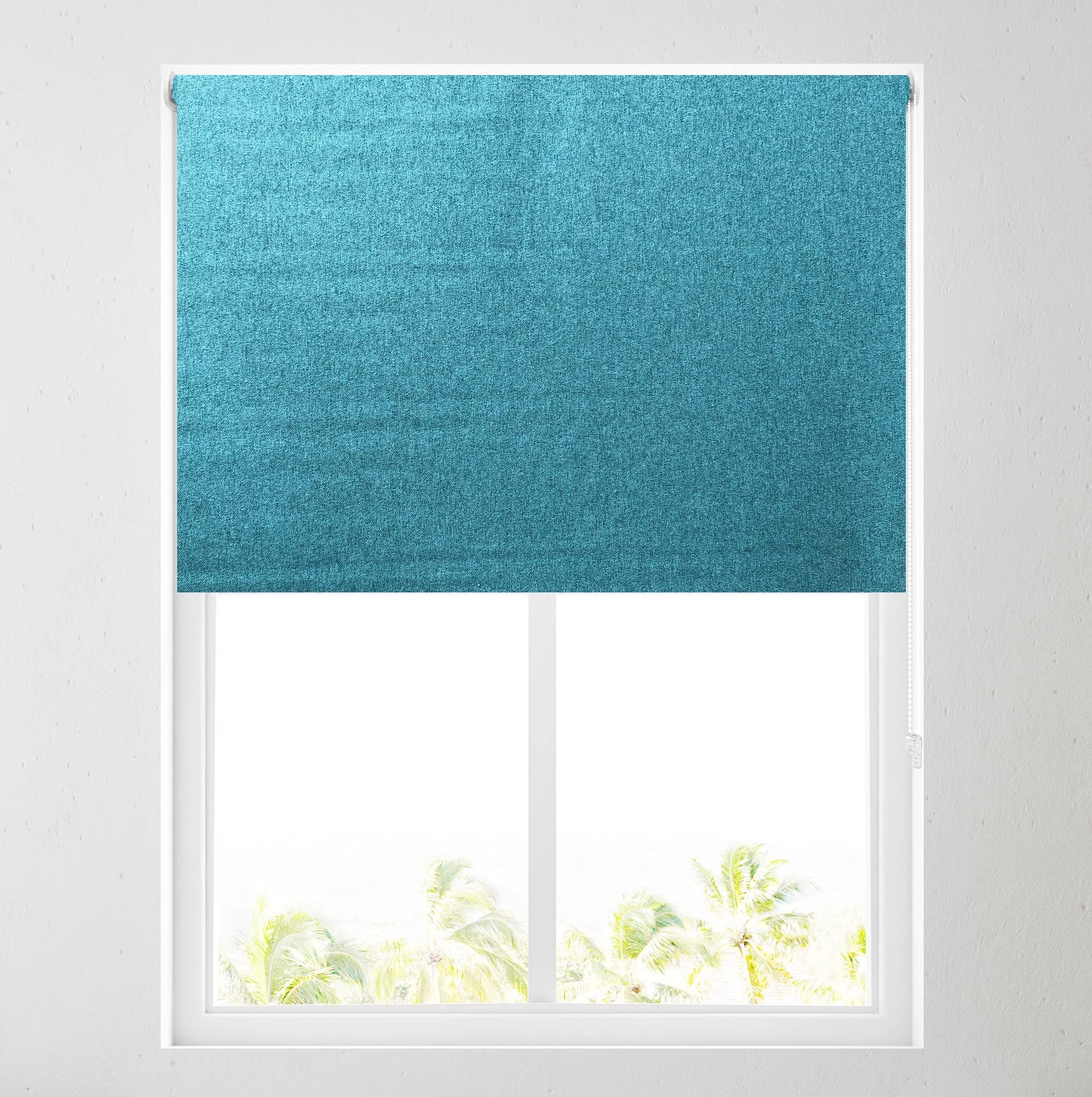 Barnes Blinds And Interiors Lagoon Barnes Blinds - Ara Soft Touch Blackout Roller Blinds For Windows, Custom Cut To Size - Black Out Thermal Fabric Durable Fittings Easy Fit - Roller Blind ( 61Cm)