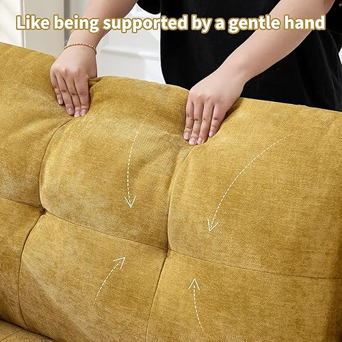 Miniatura 8 de Sofá biplaza de 84 pulgadas, sofás modernos para sala de estar, sofá nube de doble capa con asiento profundo, sofás de felpilla súper cómodos, marco