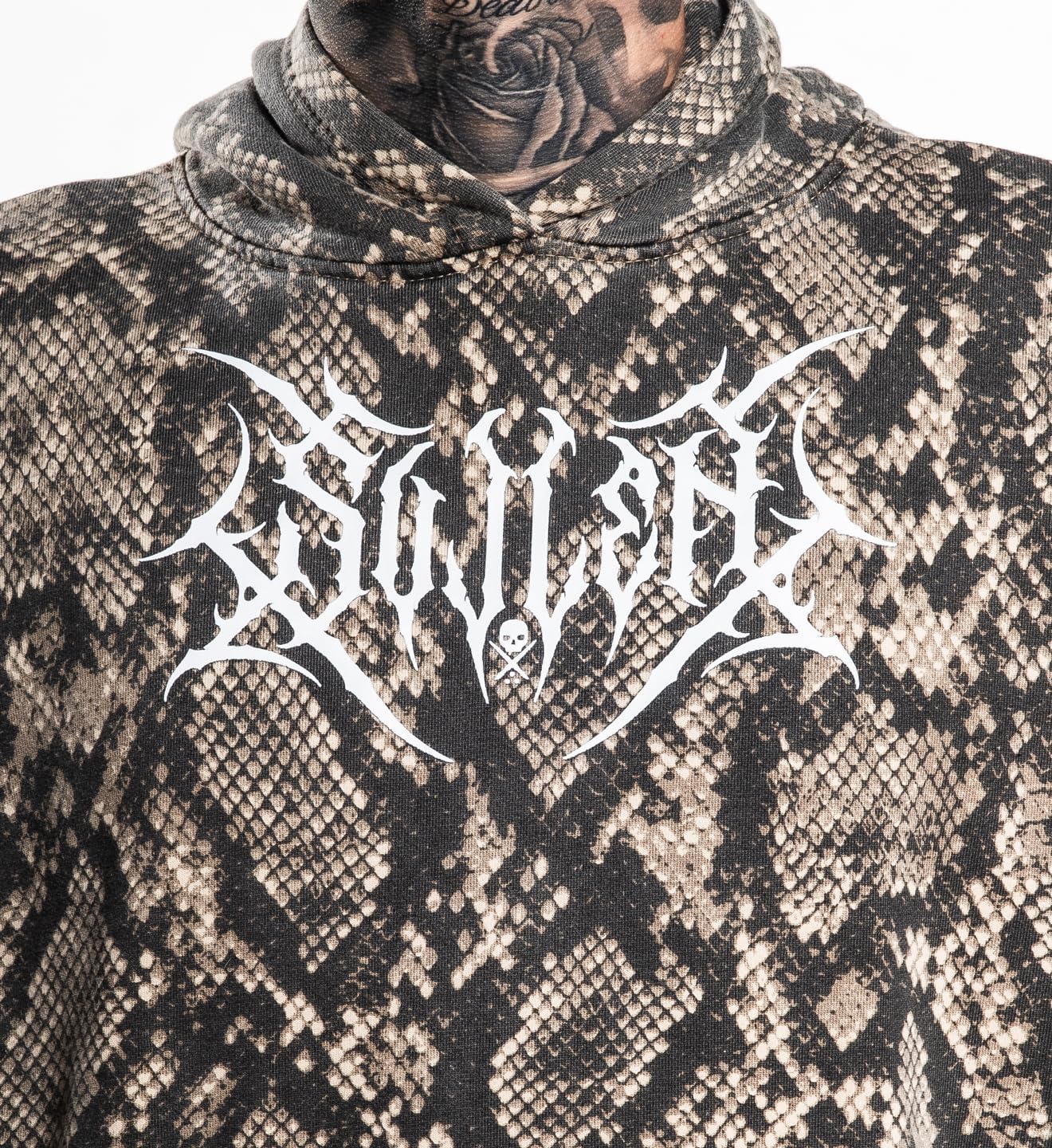 Sullen Men's Rattled Tattoo Lifestyle Graphic Long Sleeve Pullover Hooded Fleece Sweatshirt Animal Print - Image 3